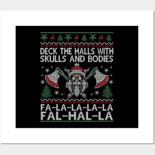 Deck The Halls With Skulls And Bodies Funny Ugly Viking Christmas Gift Posters and Art